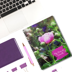 Cuaderno Diario de jardinero de flores de color rosa de peo