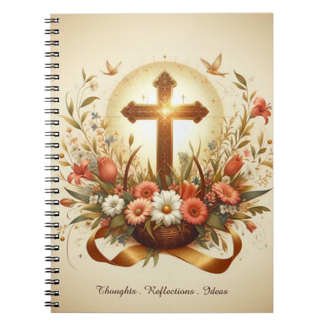 Cuaderno Diario de la Biblia con acentos cruzados y florale (Frente)