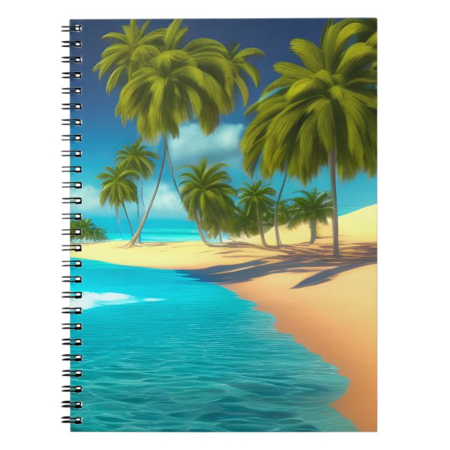 Cuaderno Diario de la Colorida Palma del Océano Tropical (Frente)