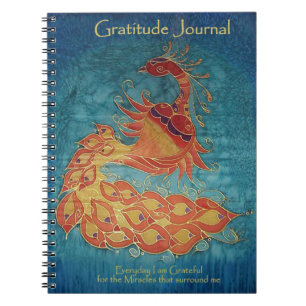 Cuaderno Diario de la gratitud: Pintura de seda del pavo