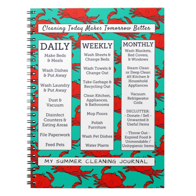 Cuaderno Diario de la limpieza del estilo del verano de la (Frente)