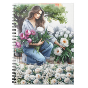 Cuaderno Diario de la Mujer en el Jardín de las Flores