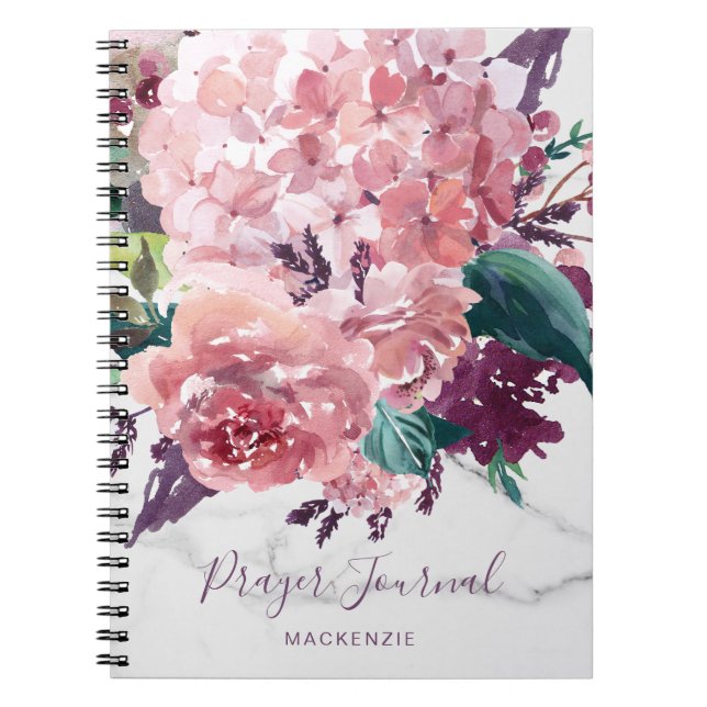 Cuaderno Diario de la Oración de Mármol Girly Floral (Frente)