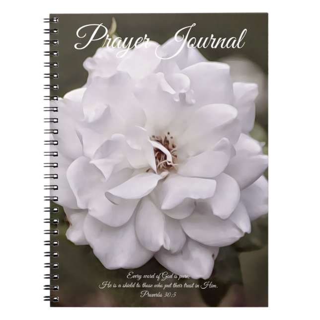 Cuaderno Diario de la Oración Rosa Blanca Pura (Frente)