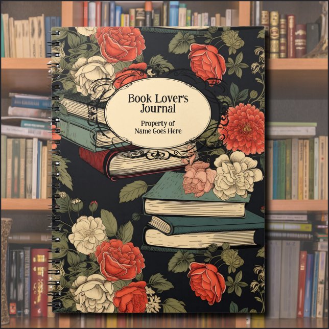 Cuaderno Diario de lectura de libros y Rosas antiguos (Books and flowers with a vintage feel make for the perfect cover for your book lover's journal. 
)