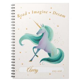 Cuaderno Diario de lectura de unicornio – Nombre y año pers
