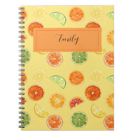 Cuaderno Diario de limón y naranja con nombre personalizado