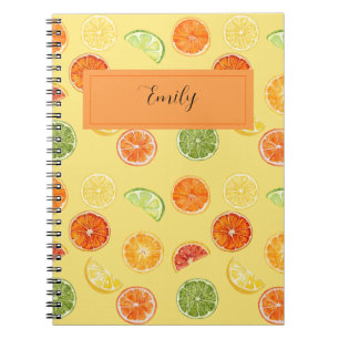 Cuaderno Diario de limón y naranja con nombre personalizado