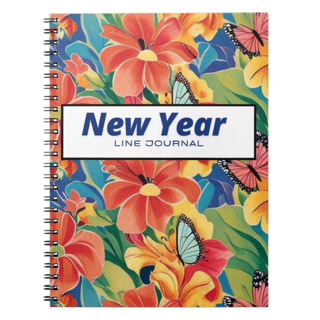 Cuaderno Diario de línea de año nuevo (Frente)