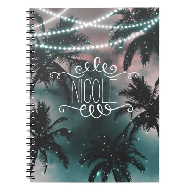 Cuaderno Diario de luces de playa por la noche encantado (Frente)