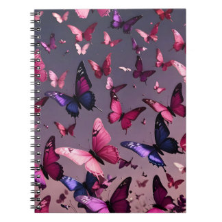 Cuaderno Diario de mariposa rosa y morada