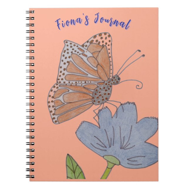 Cuaderno Diario de mariposas y flores de Fiona (Frente)