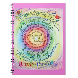 Cuaderno Diario de notas de arte en arco iris con poema de