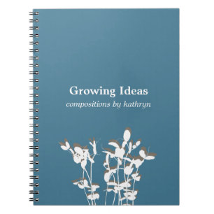 Cuaderno Diario de notas de idea azul moderna de planta en 