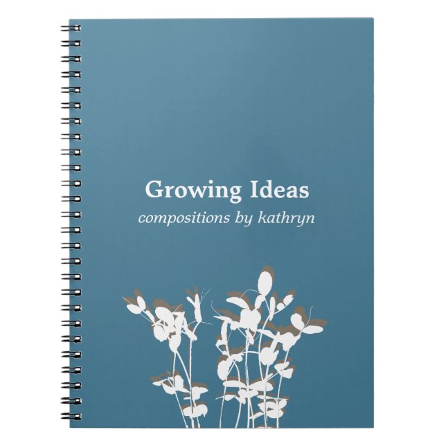 Cuaderno Diario de notas de idea azul moderna de planta en  (Frente)