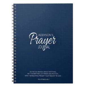 Cuaderno Diario de Oración Azul Marino Blanco