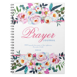 Cuaderno Diario De Oración De Flores Rosa Nombrado bonito