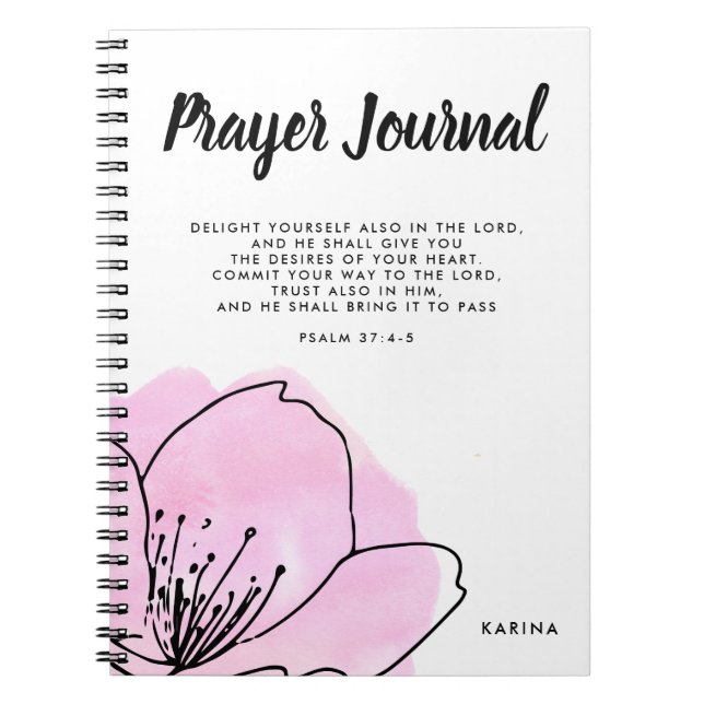 Cuaderno Diario de oración personalizada rosa y negro moder (Frente)
