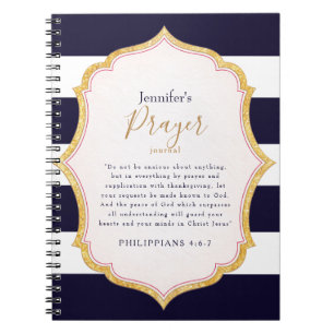 Cuaderno Diario de Oración Personalizado Azul Marino y Dora