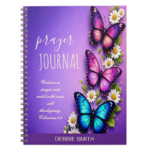Diario de Oración Personalizado Floral Mariposa