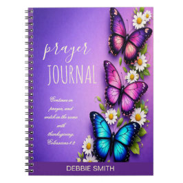 Cuaderno Diario de Oración Personalizado Floral Mariposa