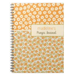 Cuaderno Diario de Oración Personalizado Floral Retro Naran