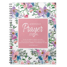 Diario de Oración Rosa Púrpura Azul Floral Blanco