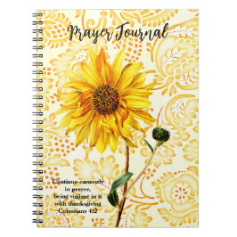 Cuaderno Diario de oraciones de arte de girasol amarillo