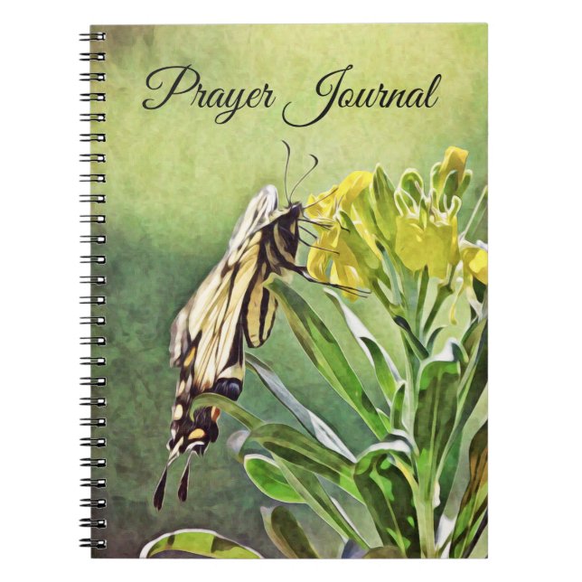 Cuaderno Diario de oraciones de arte de mariposa amarilla (Frente)