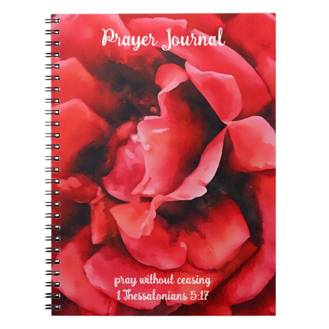 Cuaderno Diario de oraciones de Petales de Rosa Rojo (Frente)