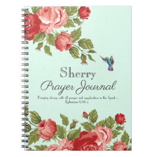 Cuaderno Diario de oraciones de rosas rojas acuarelas