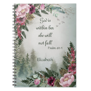 Cuaderno Diario de oraciones de salmo de flores rosas de Bo