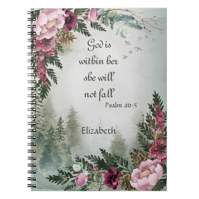 Cuaderno Diario de oraciones de salmo forestal de flores ro (Frente)