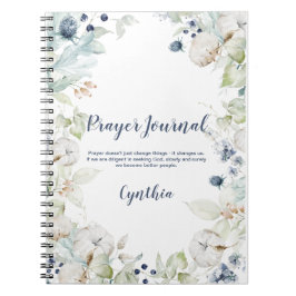 Cuaderno Diario de oraciones floral azul polvoriento verde 