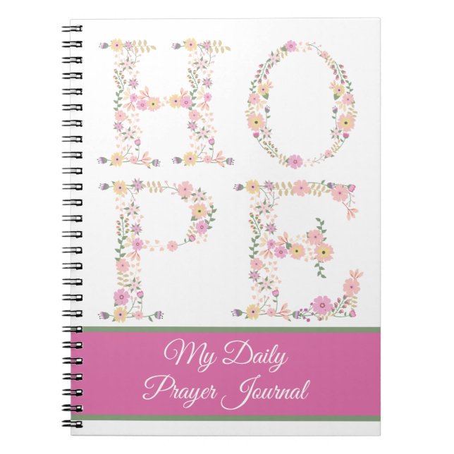 Cuaderno Diario de oraciones florales de HOPE personalizado (Frente)