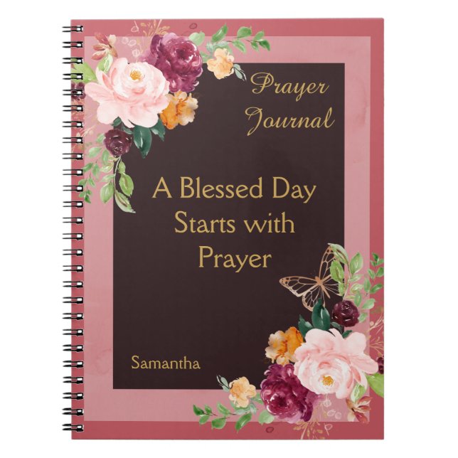 Cuaderno Diario de oraciones personalizado de floral de Rub (Frente)