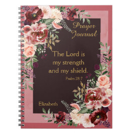 Cuaderno Diario de oraciones personalizado de floral rosa d