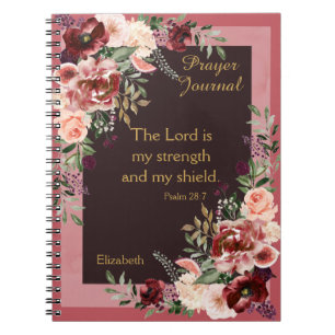Cuaderno Diario de oraciones personalizado de floral rosa d