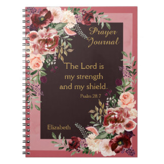 Cuaderno Diario de oraciones personalizado de floral rosa d