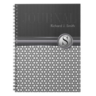 Cuaderno Diario de Patrón de Hexágono de Geometría Blanco y