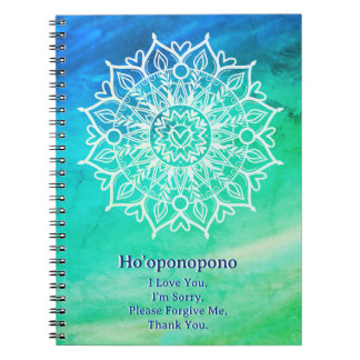 Cuaderno Diario de Perdón Ho'oponopono | Azul Verde