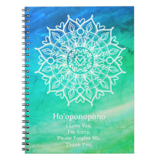 Cuaderno Diario de Perdón Ho'oponopono | Azul Verde