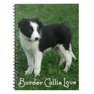 Cuaderno Diario de perro cachorro Border Collie negro y bla
