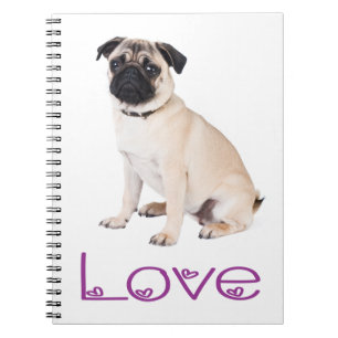 Cuaderno / Diario de Perro Cachorro Pug Amor