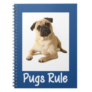 Cuaderno / Diario de perro pug amor azul