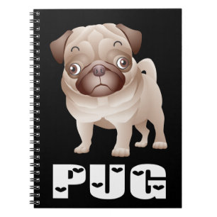 Cuaderno / Diario de perro pug negro Amor