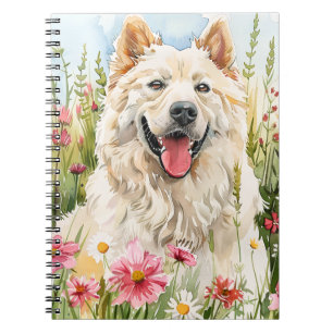 Cuaderno – Diario de Perro Samoyedo Acuarela para