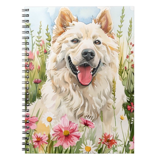 Cuaderno – Diario de Perro Samoyedo Acuarela para  (Frente)