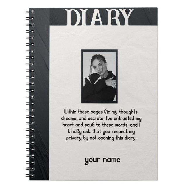 Cuaderno Diario de personalizado con su foto y nombre (Frente)