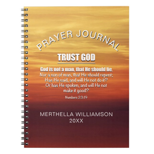 Cuaderno Diario de plegarias de DIOS de confianza cristiana (Frente)